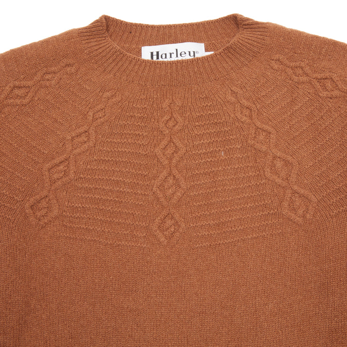 Harley Women's Lambswool Twist Yoke Jumper in Caramel