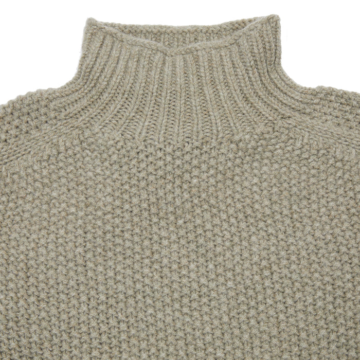 Harley Women's Moss Stitch High Neck Jumper in Greensand