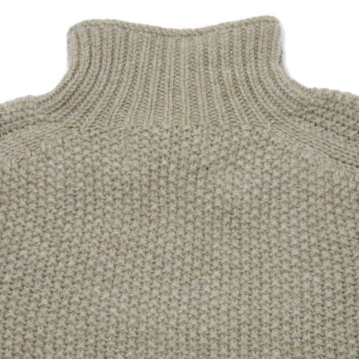 Harley Women's Moss Stitch High Neck Jumper in Greensand