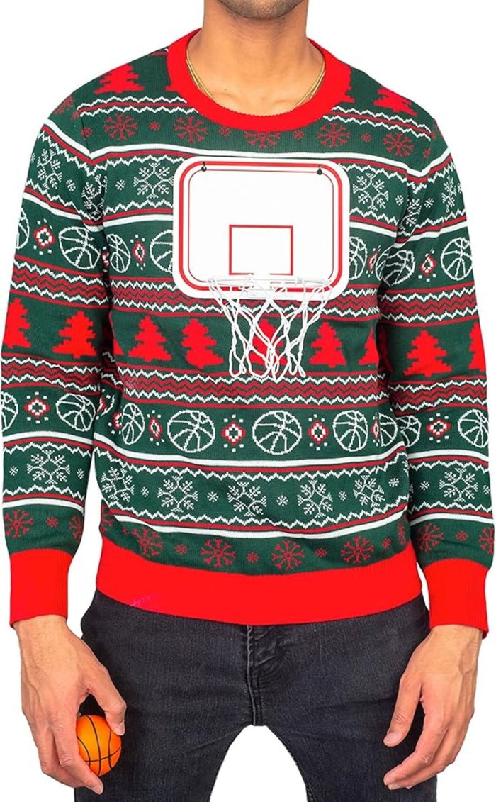 Interactive Adult Unisex Basketball Net 3D Ugly Christmas Party Sweater - TVStoreOnline
