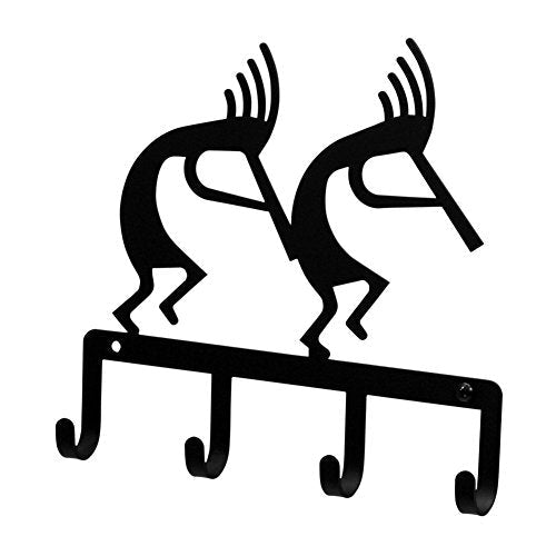 Iron Kokopelli Key Rack - Jewelry Holder - Pet Leash Hanger - Black Metal