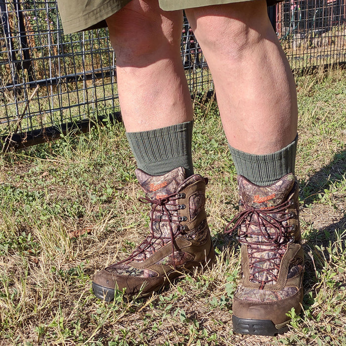 Kenai sock, model wearing a 8" tall Danner boot