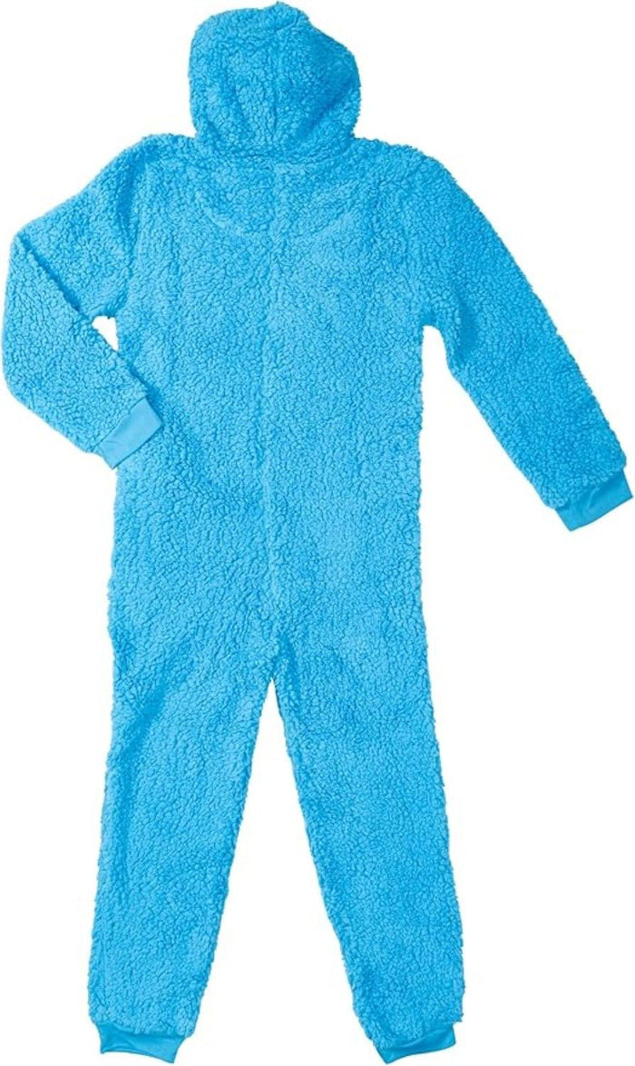 Kids Youth Officially Licensed Sesame Cookie Monster Halloween Cosplay Costume Fleece Jumpsuit - TVStoreOnline
