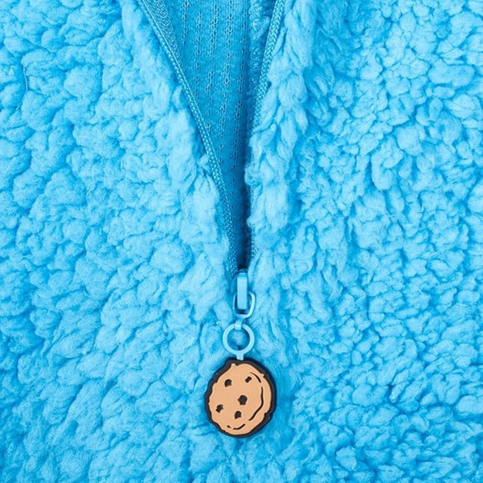 Kids Youth Officially Licensed Sesame Cookie Monster Halloween Cosplay Costume Fleece Jumpsuit - TVStoreOnline
