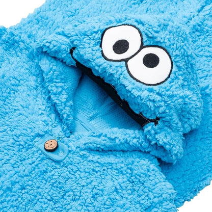 Kids Youth Officially Licensed Sesame Cookie Monster Halloween Cosplay Costume Fleece Jumpsuit - TVStoreOnline