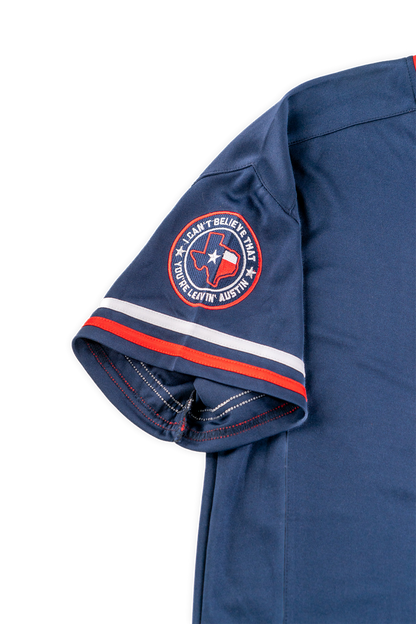 Koe Wetzel x Round Rock Express baseball jersey sleeve detail