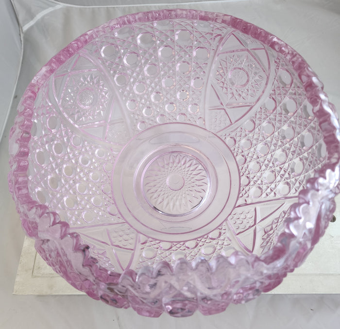 L E Smith Glass pink punch bowl Pick up only