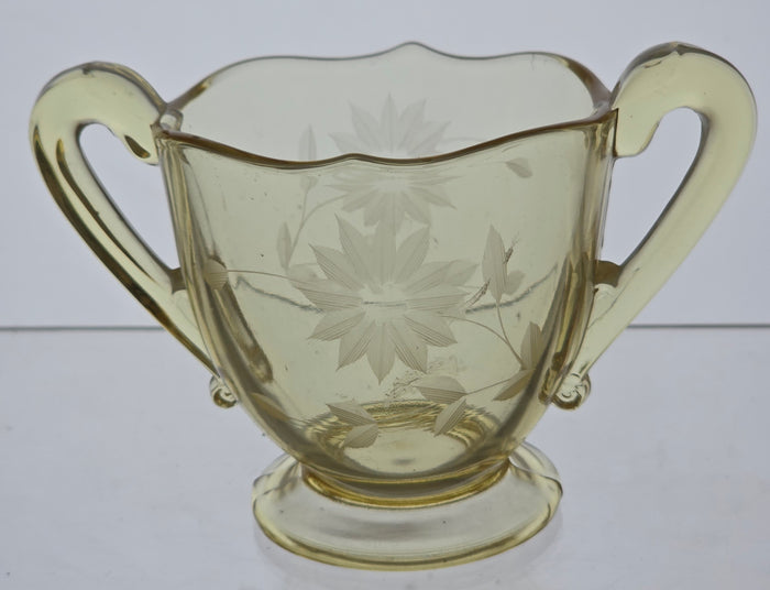 Lancaster Glass Co. Yellow Jubilee sugar and creamer set