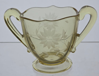 Lancaster Glass Co. Yellow Jubilee sugar and creamer set
