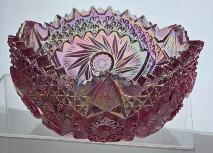 L.E Smith Glass pink carnival bowl