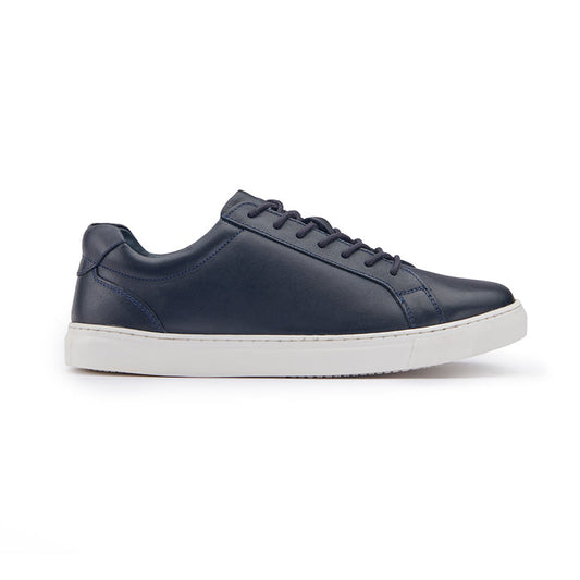 Leather Trainer - Navy