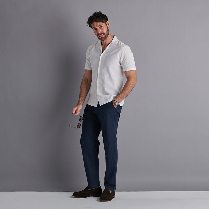 Linen Rich Trousers - Navy