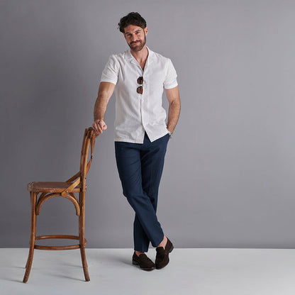 Linen Rich Trousers - Navy