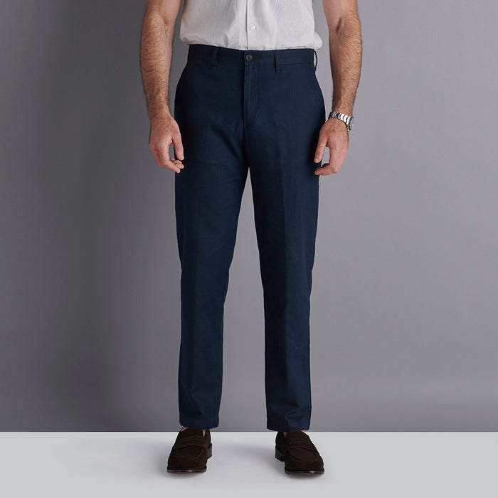 Linen Rich Trousers - Navy