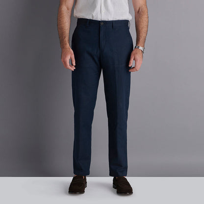 Linen Rich Trousers - Navy