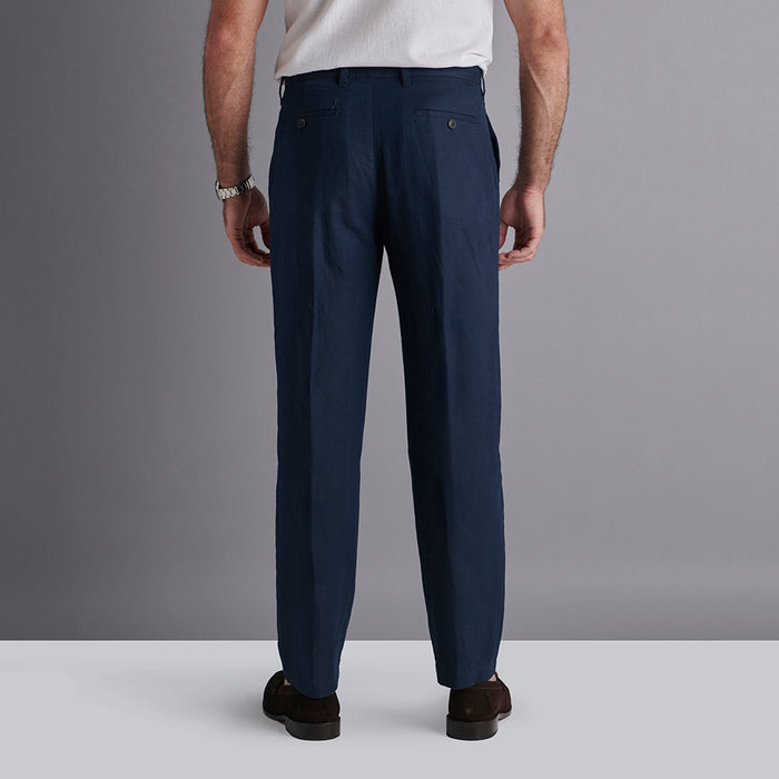 Linen Rich Trousers - Navy