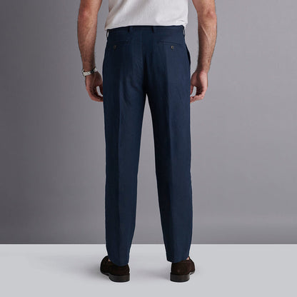 Linen Rich Trousers - Navy