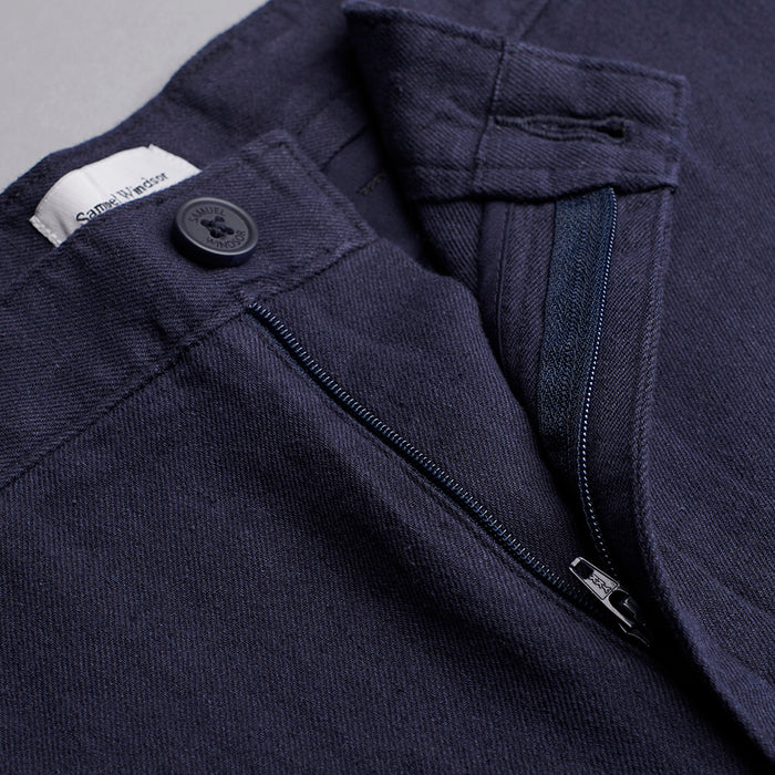 Linen Rich Trousers - Navy