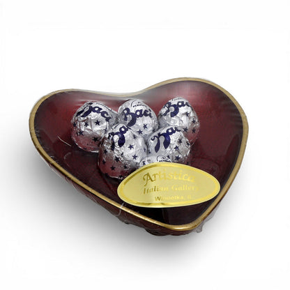 LOVE.ly: Baroque Glass Red/Gold Heart Trinket bowl with 6 Baci Perugina