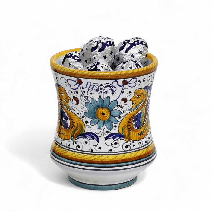 LOVE.ly: Deruta Tumbler Holder with 6 Baci Perugina or 12 Rossana Candies  - RAFFAELLESCO design
