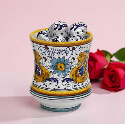 LOVE.ly: Deruta Tumbler Holder with 6 Baci Perugina or 12 Rossana Candies  - RAFFAELLESCO design