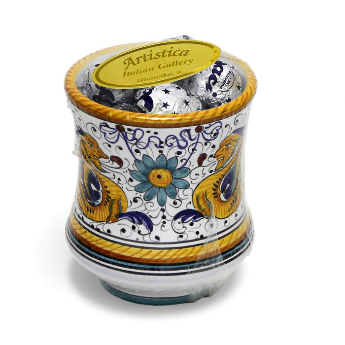 LOVE.ly: Deruta Tumbler Holder with 6 Baci Perugina or 12 Rossana Candies  - RAFFAELLESCO design