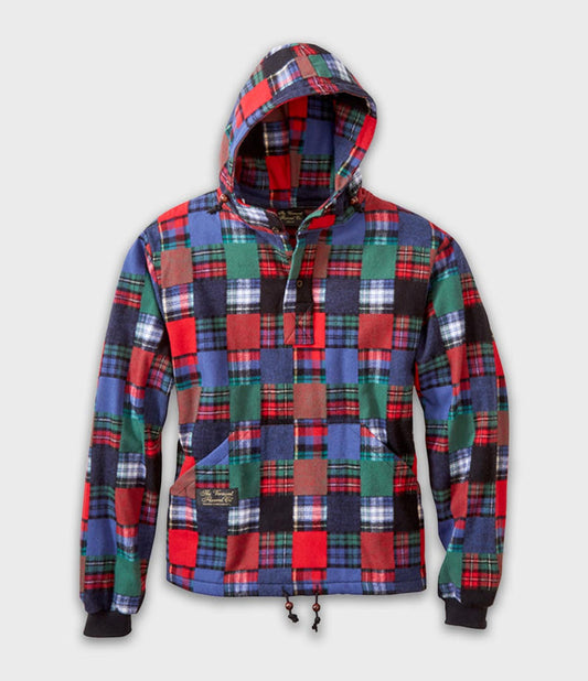 Luxury Hooded Flannel Pullover - Patchwork