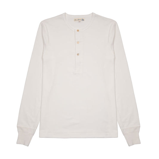Merz b Schwanen Classic Fit Long Sleeve Henley in White