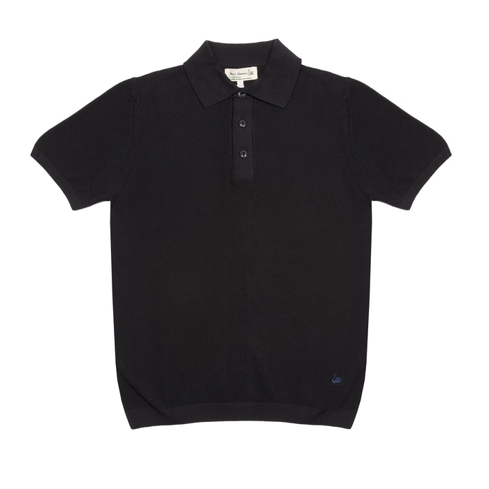 Merz b Schwanen Knitted Polo in Deep Black