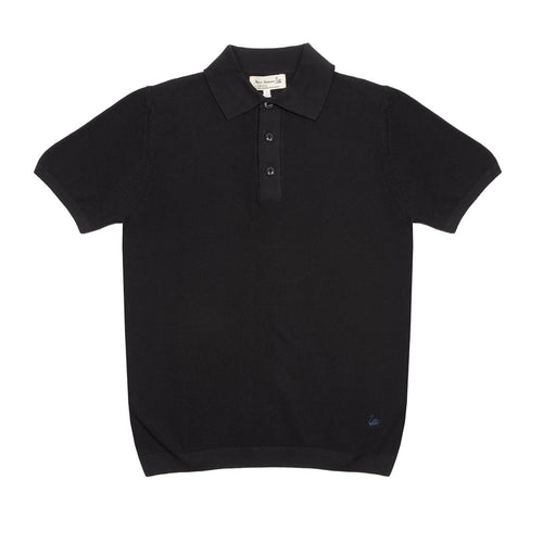 Merz b Schwanen Knitted Polo in Deep Black