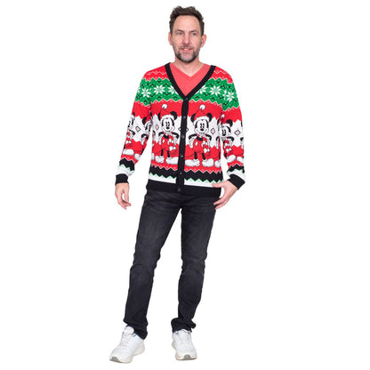 Mickey Mouse Santa Hat Cardigan Ugly Christmas Sweater