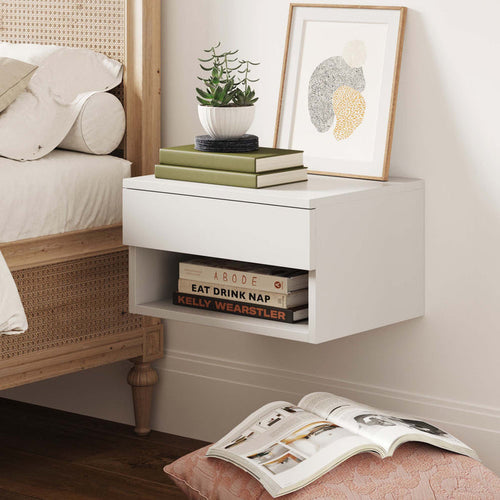 Mid - Century Floating Drawer Nightstand White - Nathan James