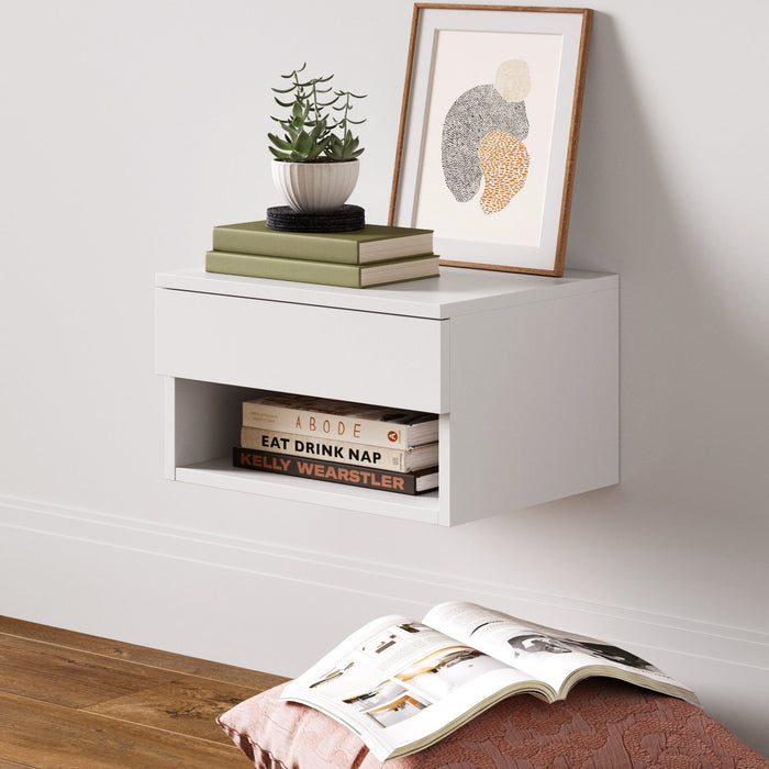 Mid-Century Floating Drawer Nightstand White - Nathan James