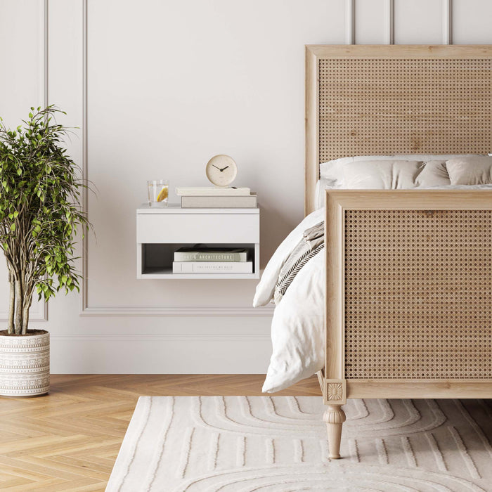 Mid-Century Floating Drawer Nightstand White - Nathan James