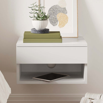 Mid-Century Floating Drawer Nightstand White - Nathan James