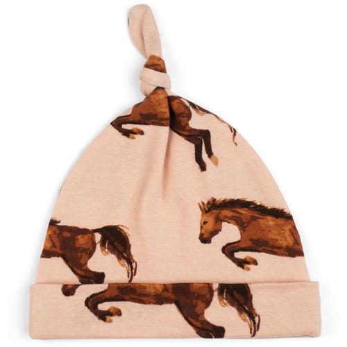 milkbarn organic cotton knotted hat, pink horse
