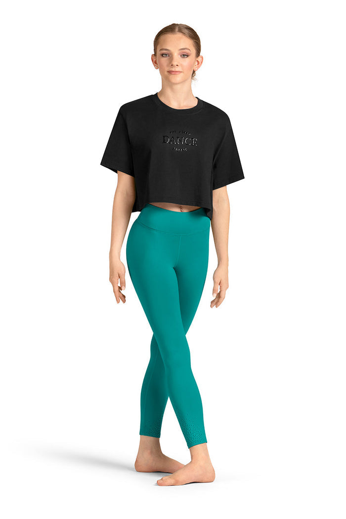 Mirella 'Dance' Crop Tee, Black M30009L
