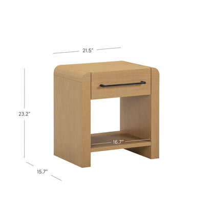 Modern 1-Drawer Nightstand with Metal Handle Light Brown - Nathan James