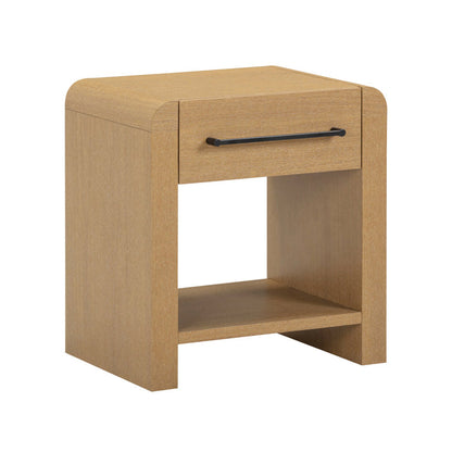 Modern 1-Drawer Nightstand with Metal Handle Light Brown - Nathan James