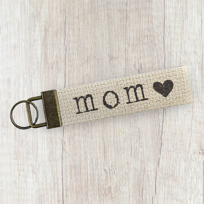 Mom Heart - Mother's Day Canvas Key Fob