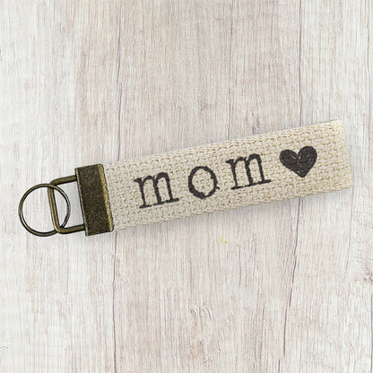 Mom Heart - Mother's Day Canvas Key Fob