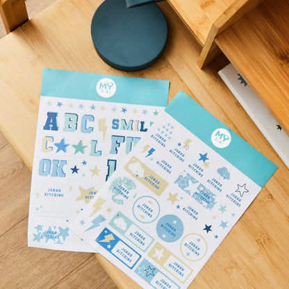 My Kids Personalised Blue Varsity Sticker Sheets