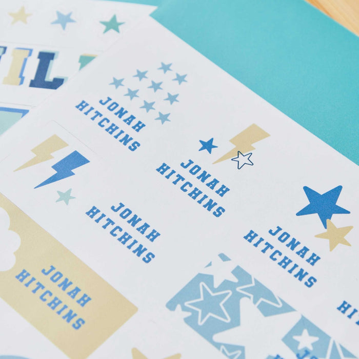 My Kids Personalised Blue Varsity Sticker Sheets