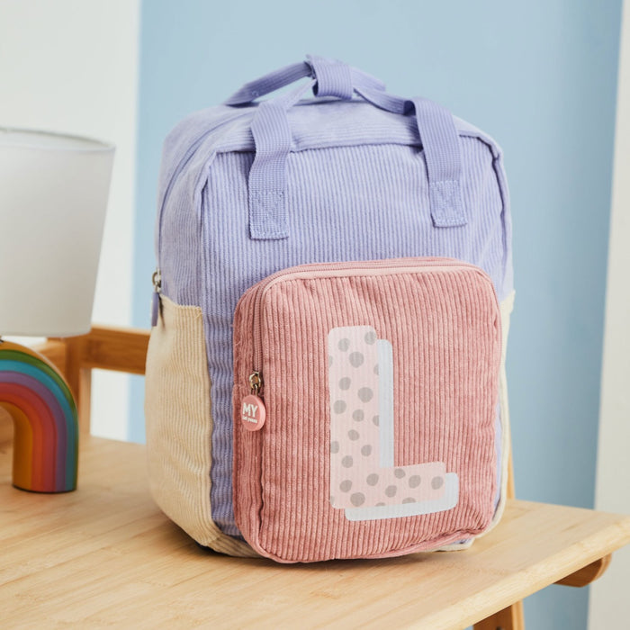 My Kids Personalised Bold Initial Medium Grab Handle Backpack