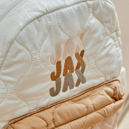 My Kids Personalised Bubble Gradient Name Quilted Medium Backpack in Ecru