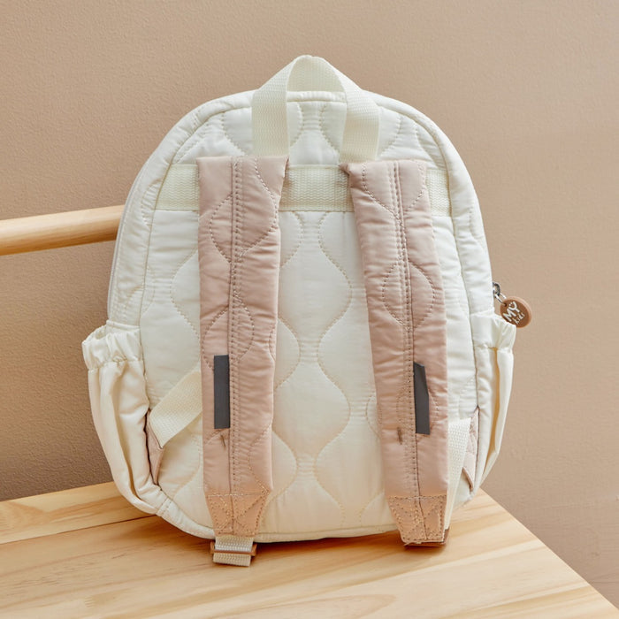 My Kids Personalised Bubble Gradient Name Quilted Medium Backpack in Ecru