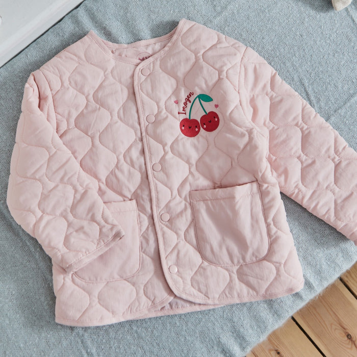 My Kids Personalised Cherry Pink Quilted Jacket