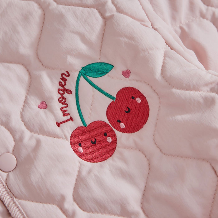 My Kids Personalised Cherry Pink Quilted Jacket