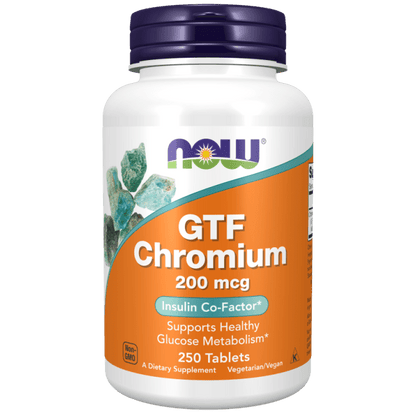 Now Foods GTF Chromium 200 mcg Yeast Free 250 Tablets - 1432