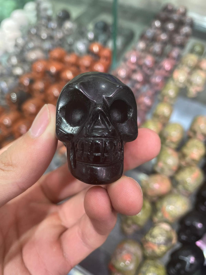 Obsidian&rose quartz skull-mini